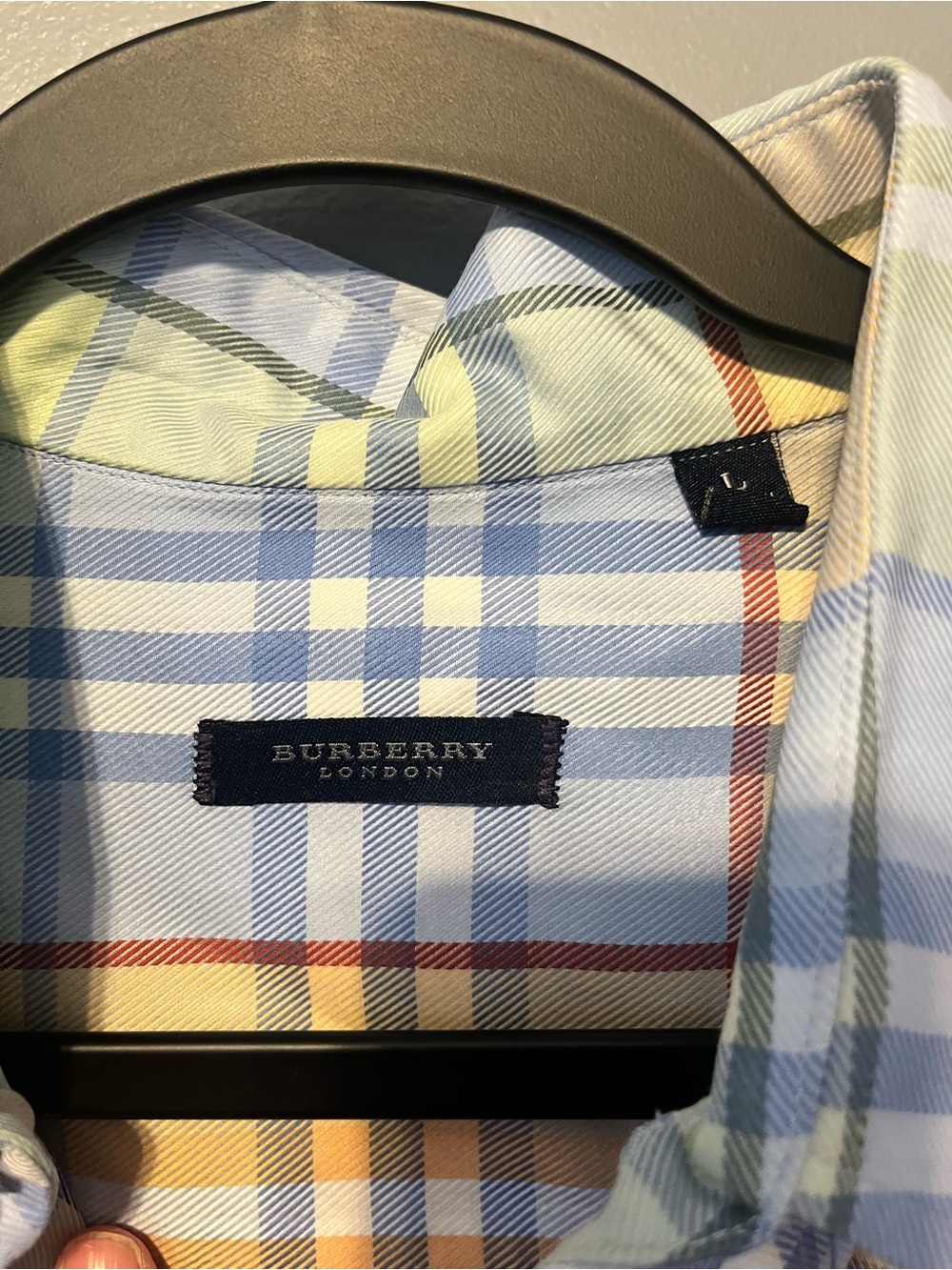Burberry Pastel Plaid Button-Down Shirt - Yellow Blue Green - Picture 2 of 3